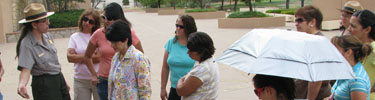 A teacher-ranger leads a group of fellow teachers through a learning session at the Memorial.